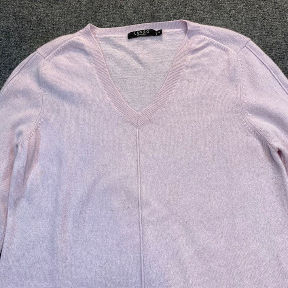 LUSSO Cashmere Sweater Womens Small Light Purple Long Sleeve Soft Side Slits